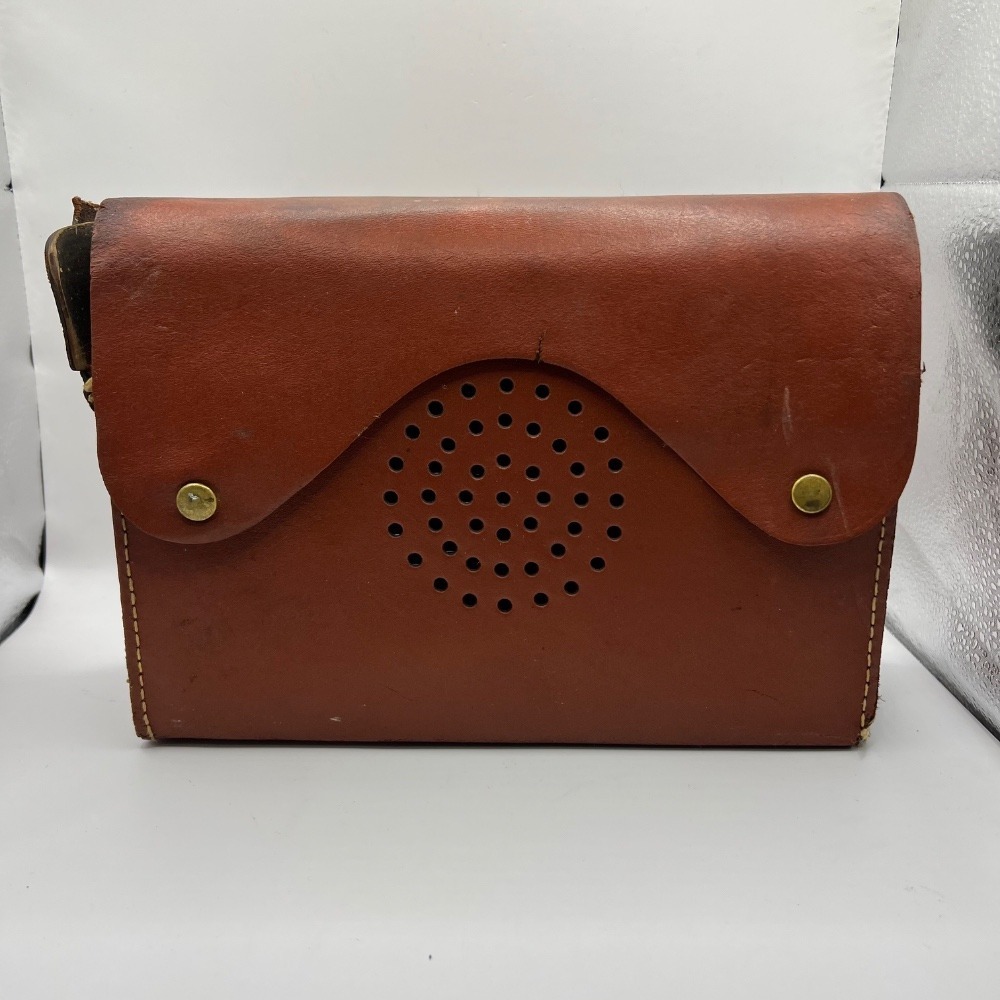 General‎ Electric Tube Radio Vintage Brown Leather Case Portable Transistor